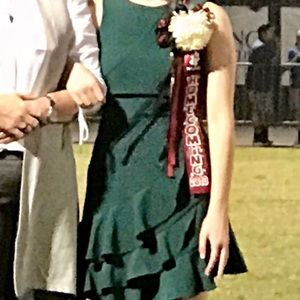 Adelyn Rae Emerald Green Ruffled Fitted Dress